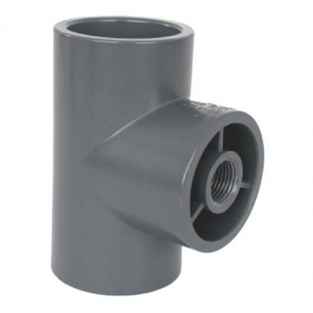 TÉ PVC 90° RÉDUIT AVEC TARAUDAGE Ø50X1"X50MM