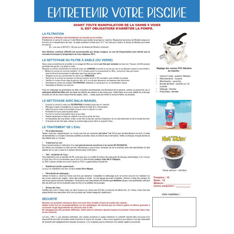 FICHE INDÉCHIRABLE A3 + RÉSISTANTE A L'EAU POUR LE LOCAL TECHNIQUE