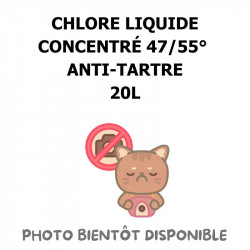 CHLORE LIQUIDE CONCENTRÉ 47/55° CHLOROMÉTRIQUE 12.5-14% DE CHLORE ACTIF ANTI-TARTRE - 20L
