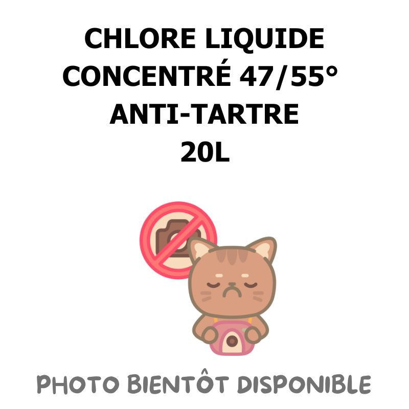 CHLORE LIQUIDE CONCENTRÉ 47/55° CHLOROMÉTRIQUE 12.5-14% DE CHLORE ACTIF ANTI-TARTRE - 20L