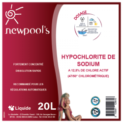 CHLORE LIQUIDE CONCENTRÉ 47/55° CHLOROMÉTRIQUE 12.5-14% DE CHLORE ACTIF ANTI-TARTRE - 20L