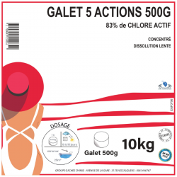 CHLORE 5 ACTIONS GALETS DE 500G - 10kg