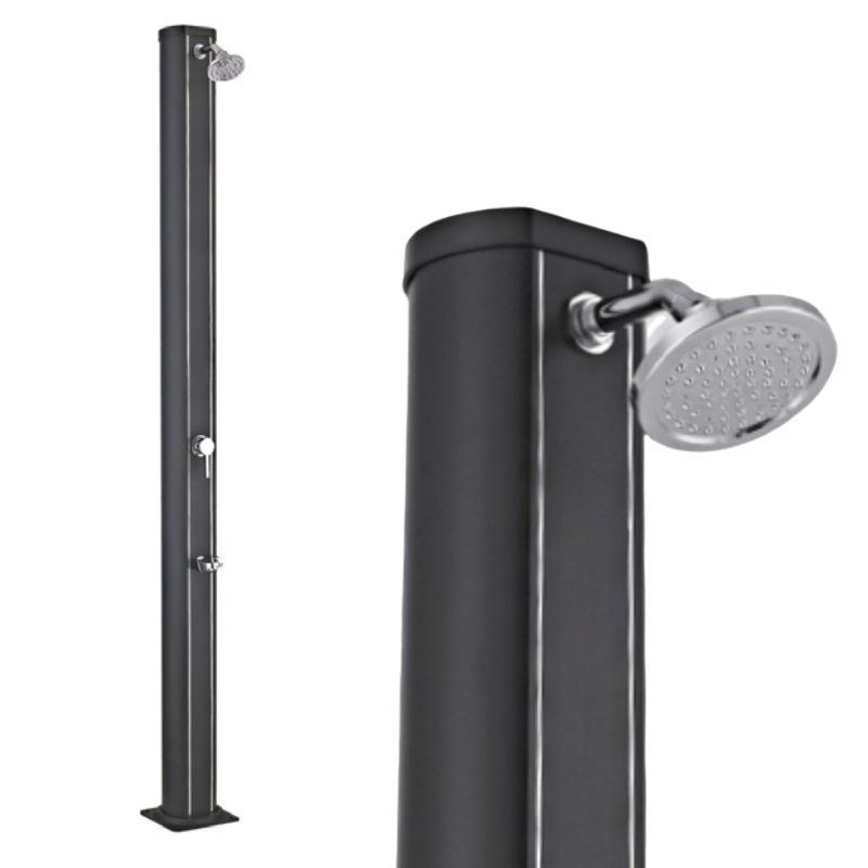 DOUCHE SOLAIRE ECLAT 32L ALU NOIR + RINCE-PIED
