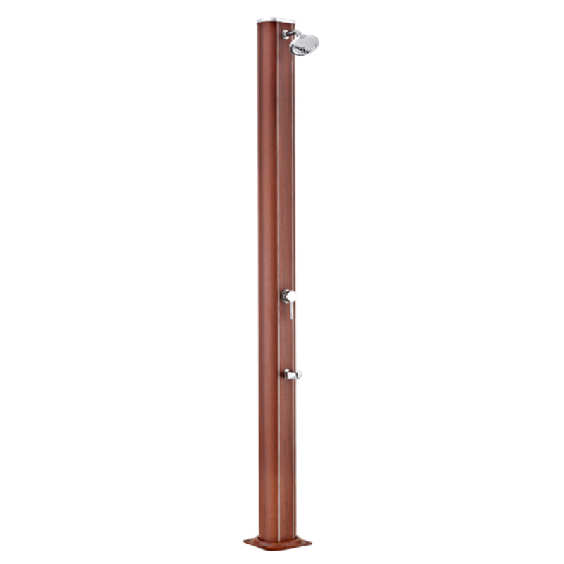DOUCHE SOLAIRE ECLAT 32L ALU IMITATION BOIS + RINCE-PIED