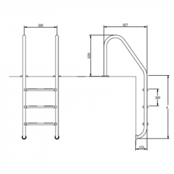 ÉCHELLE INOX 316L STANDARD 3 MARCHES ANTIDÉRAPANTES