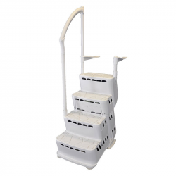 ESCALIER AQUARIUS PVC COULEUR GRIS PERLE POUR PISCINE A FOND PLAT