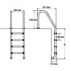 ÉCHELLE INOX 316L STANDARD 3 MARCHES ANTIDÉRAPANTES