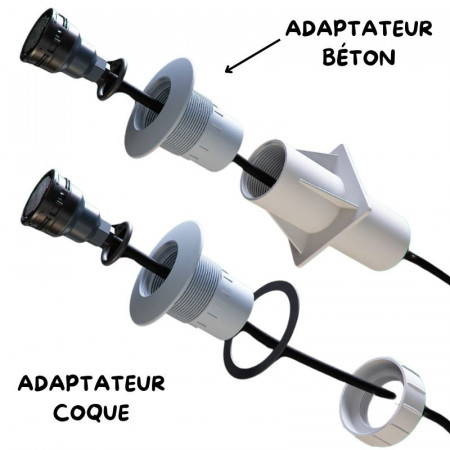 MINI-PROJECTEUR LED ULTRA PUISSANT BLANC 12W - 1300LM  - 120° 1"1/2 A VISSER BETON COQUE GRIS