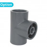 En option en remplacement du collier de prise en charge : Té 50mm 90° à coller réduit avec taraudage 1/2"