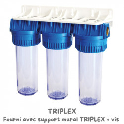 FILTRE 9P3-4 TRANSPARENT 3 PIÈCES INSERTS LAITON 3-4" TARAUDÉS TRIPLEX